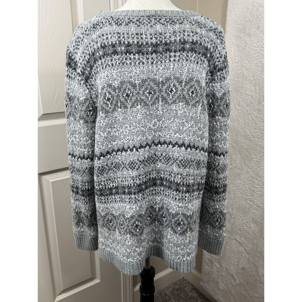 Aeropostale Women's‎ XL Gray Fair Isle Pattern Knit Sweater